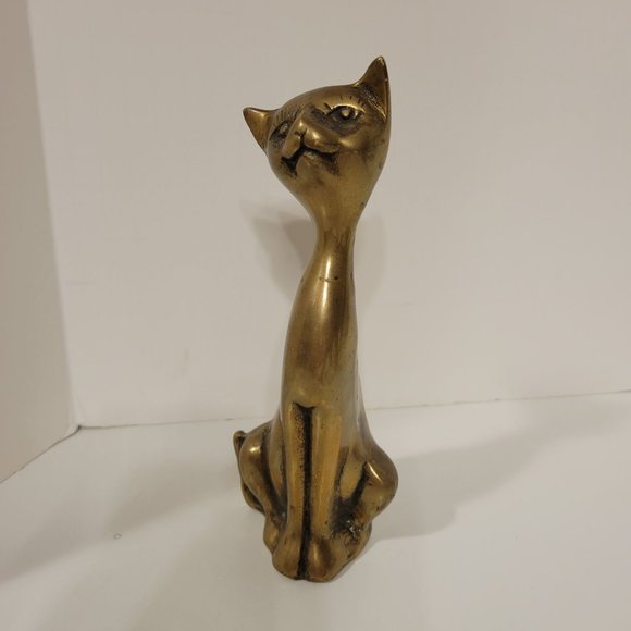 Vintage Set of 3 Whimsical Hollow MCM Brass Cat Figurines Statues - Picture 8 of 9